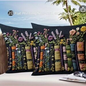 2 Pillow Covers New!!! Embroidered Look Floral Book Design